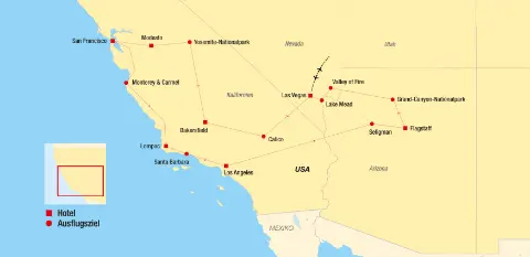 Amerikas goldener Westen Reiseroute-placeholder