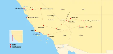 Amerikas goldener Westen Reiseroute-placeholder