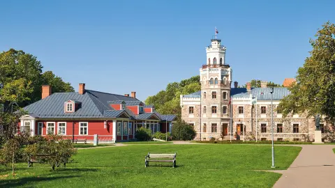 Siguldas altes und neues Schloss von außen-placeholder