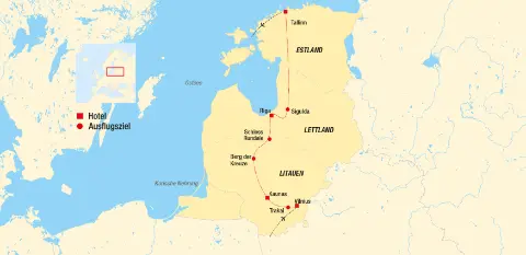 Trendtours Reiseroute Bezauberndes Baltikum Karte-placeholder