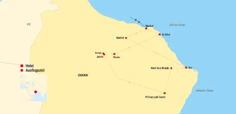 Karte der Reise Faszination Oman mit trendtours-placeholder