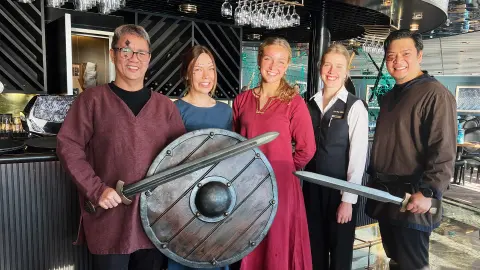 Wikinger-Büfett mit typischen nordischen Speisen-placeholder