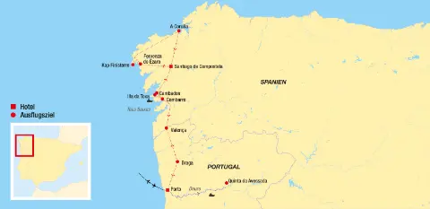 Nordportugal und Galicien Reiseroute-placeholder