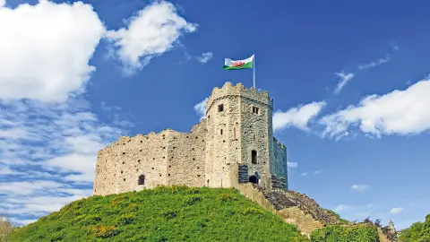 Blick auf Berg mit Cardiff Castle-placeholder