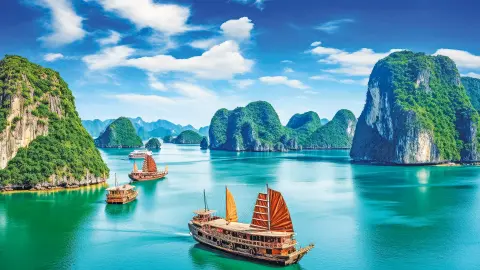 Dschunke in der Halong-Bucht, Kreuzfahrt inklusive-placeholder